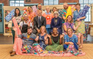 The Great British Sewing Bee 2022...the contestants, judges with new host Sara Pascoe centre stage!