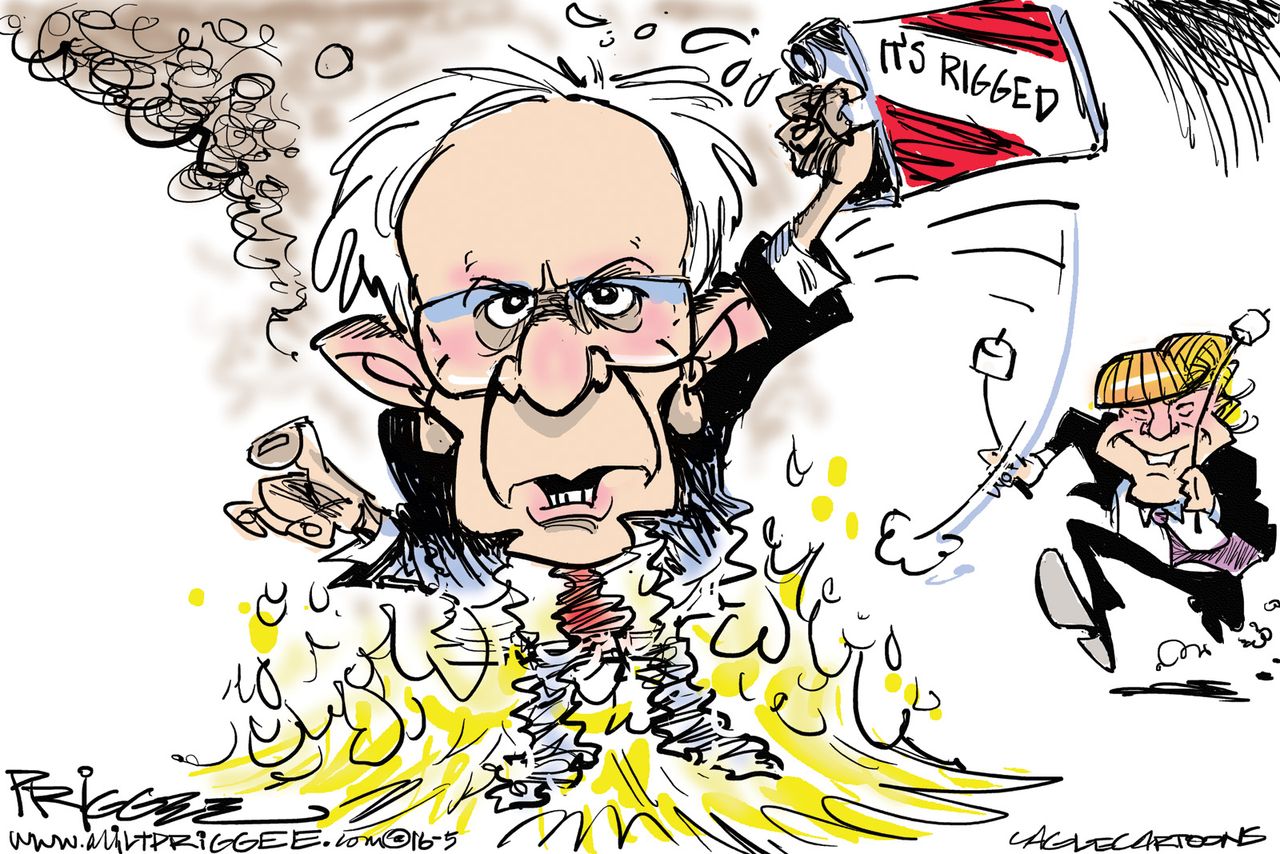 Political Cartoon U.S. Sanders Rigged 2016