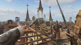 Official screenshots of Assassin's Creed Nexus running on a Meta Quest 3
