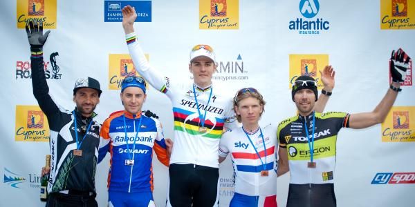 Elite men's podium: Manuel Fumic, Fabien Giger, Jaroslav, Kulhavy, Wolfram Kurschat
