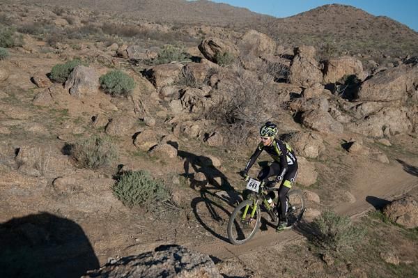 Jeff Kerkove of Team Topeak-Ergon rocks his way through the desert landscape at the Kona Bikes 24 Hours in the Old Pueblo race. Kerkove's Topeak-Ergon team took second place in the Five Person Co-ed 150-199 Combined Age category of the event.