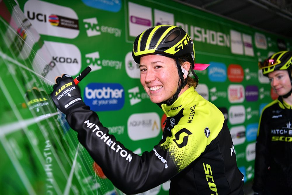 Jessica Allen at the start of stage 2 of the OVO Energy Women's Tour