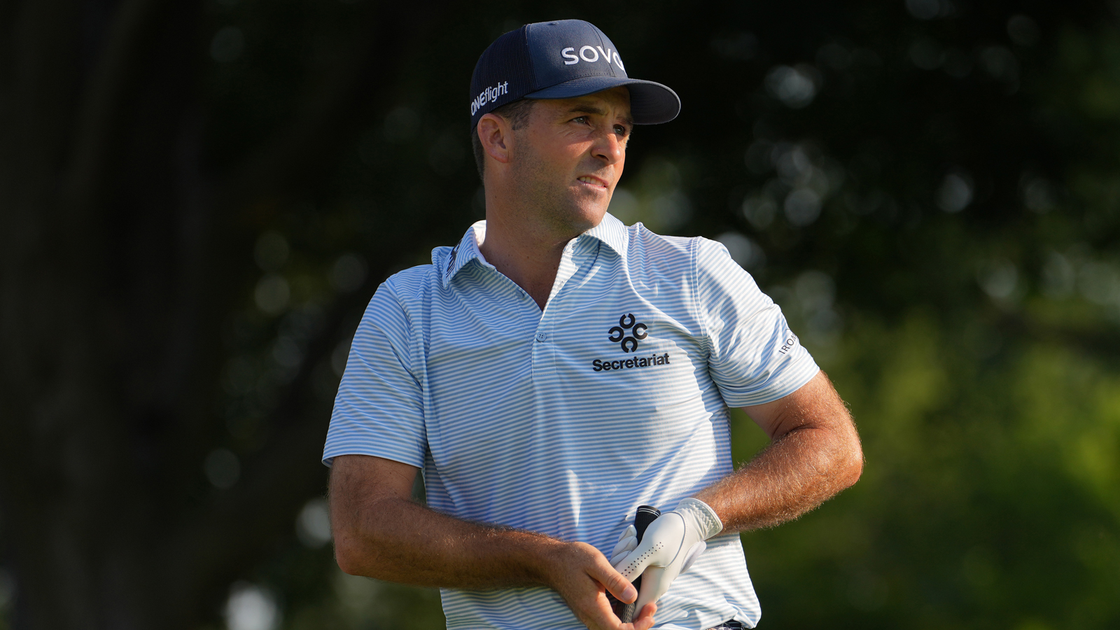 Denny McCarthy hits a tee shot with a driver