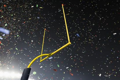 goal posts with confetti