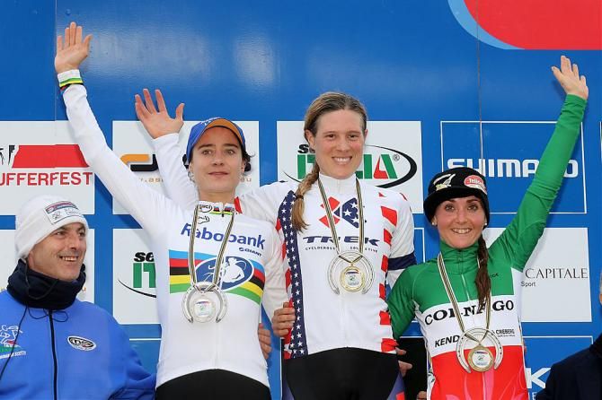 Rome World Cup Podium: Marianne Vos, Katie Compton, Eva Lechner