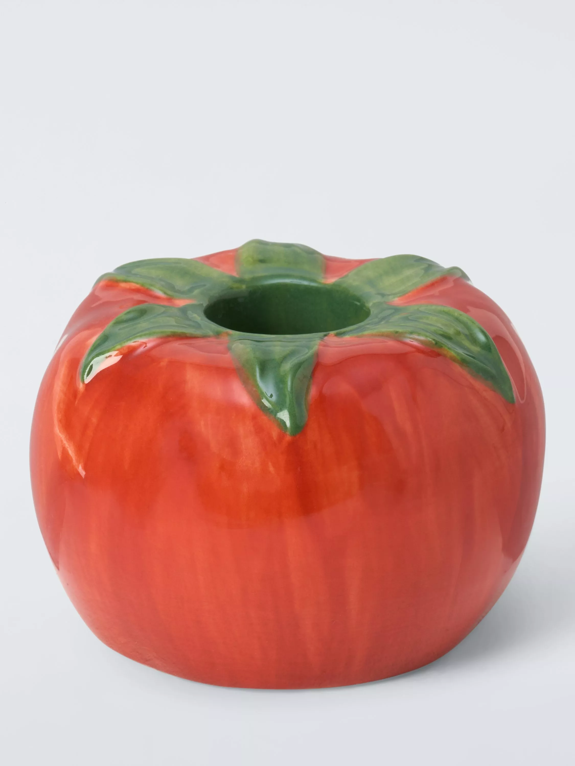 John Lewis X Deliciously Ella Tomato Hand Painted Stoneware Candle Holder, Red/multi