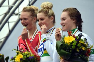 Macy Stewart wins the junior women's TT at the 2014 World Road Championships