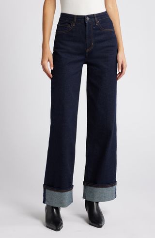 Getty High Waist Cuffed Wide Leg Jeans