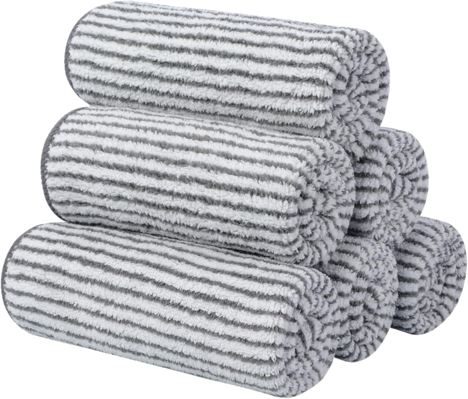 Sinland Microfiber Face Towels Ultra Soft Facial Washcloths Face Cloth for Bath 12inch X 12inch 6 Pack Stripe