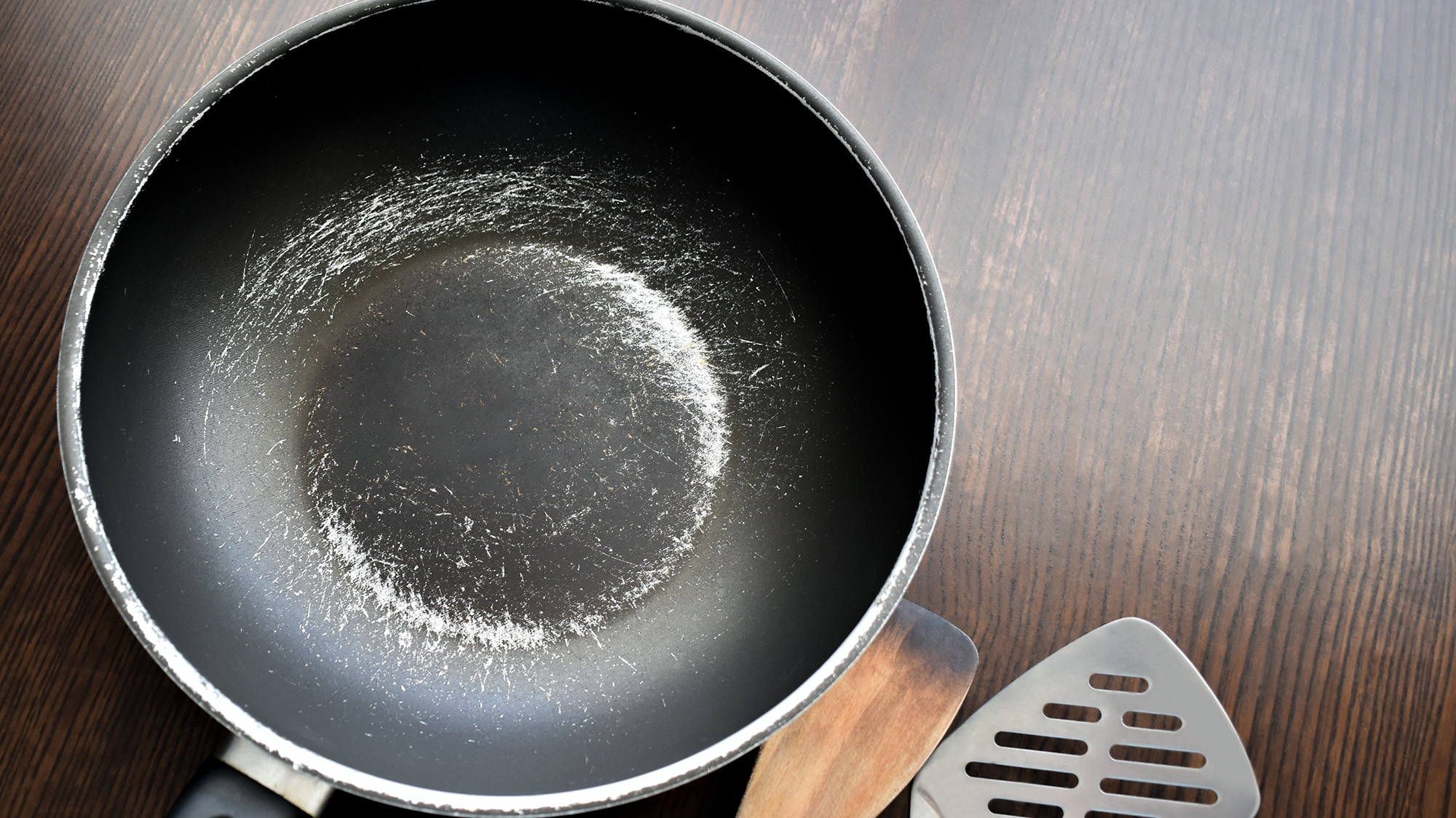 Scratched non-stick pan