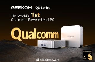 Leaked image of a Geekom mini-PC with a Snapdragon X Elite.