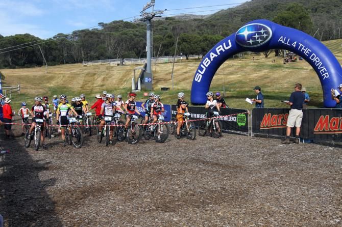 Elite women's start of the cross country in Thredbo