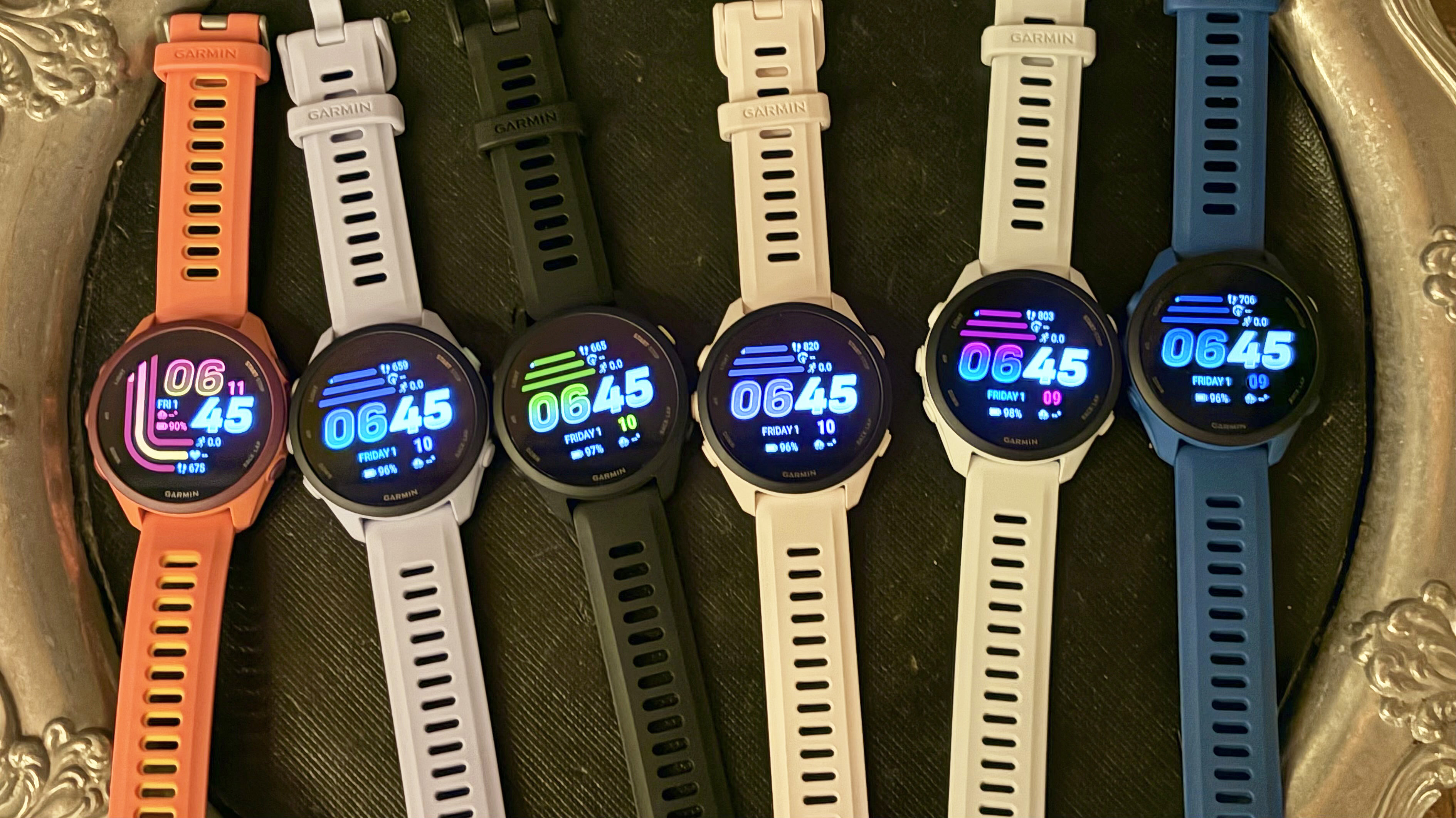 Close-up of the new Garmin Forerunner 70 and Forerunner 170 running watches