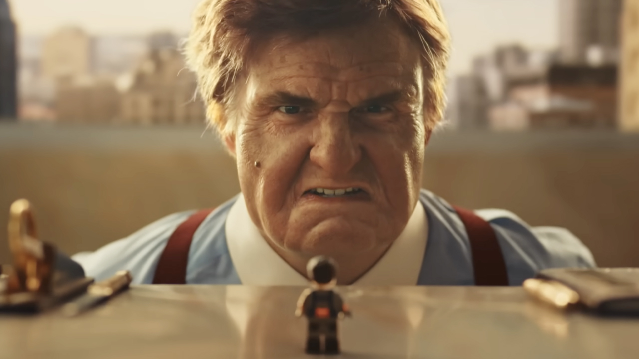 Tom Holland unrecognizable as a tyrant CEO in LEGO&#039;s &#039;Never Stop Playing&#039; short film.