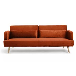 picture of orange Habitat Andy Velvet 3 Seater Clic Clac Sofa Bed
