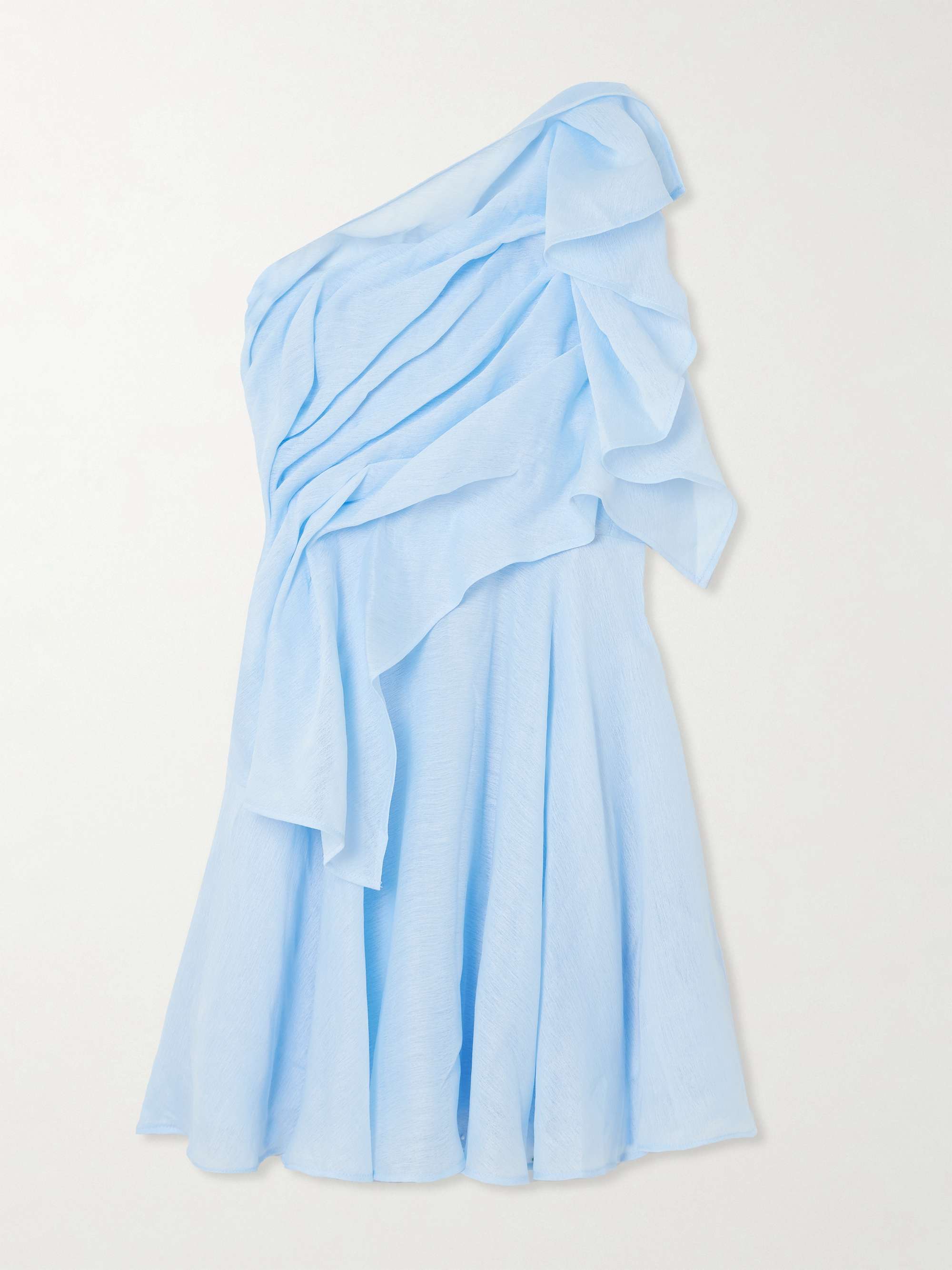 Genesis One-Shoulder Ruffled Shirred Muslin Mini Dress