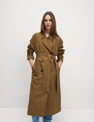 Double Breasted Longline Trench Coat