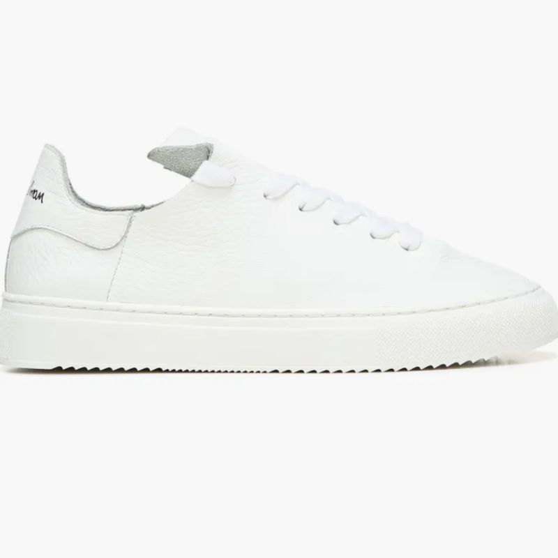 white leather sneakers