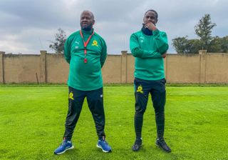 Mamelodi Sundowns coaches Manqoba Mngqithi and Rhulani Mokwena 