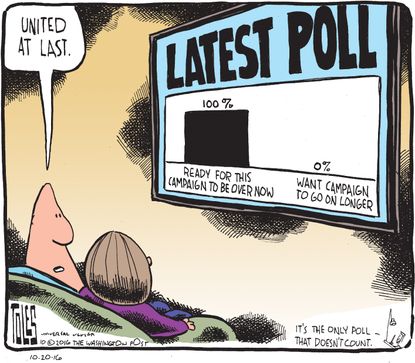 Political cartoon U.S. 2016 election voter fatigue