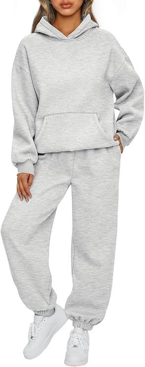 AUTOMET, Automet Women 2 Piece Outfits 2025 Plus Size Fall Fashion Airport Travel Pants Lounge Set Leisure Vacation Winter Clothes Sweatsuits Grey M