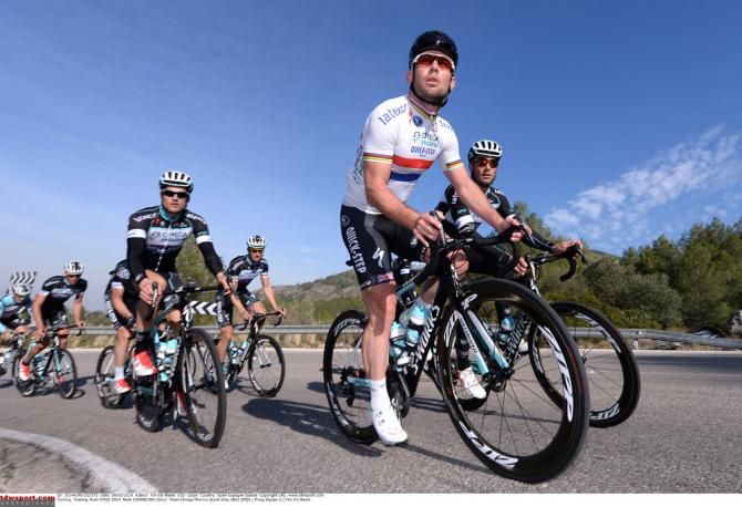 British champion Mark Cavendish in action at the Omega Pharma-QuickStep training camp in Calpe