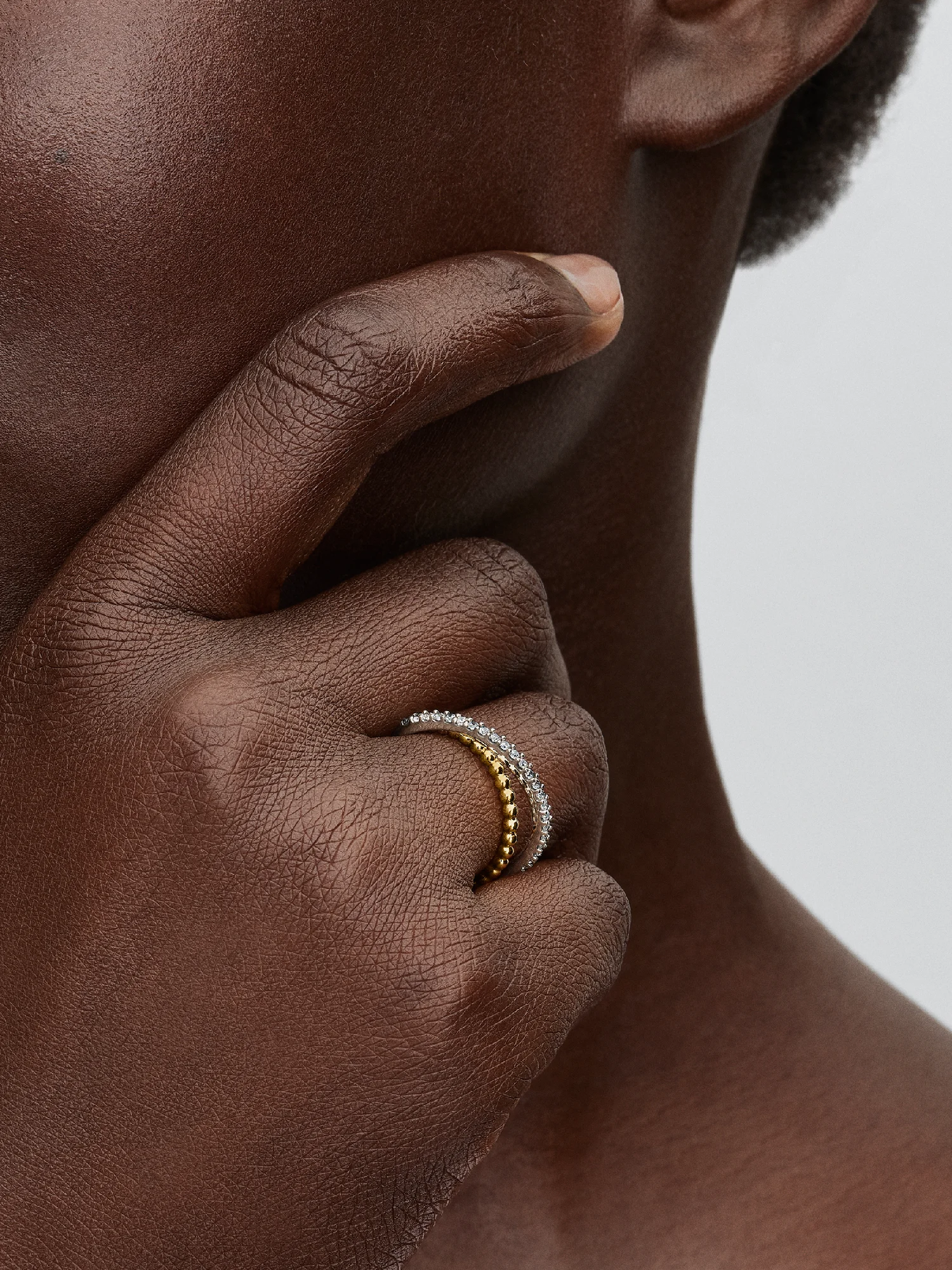 Crossover Beads &amp;amp; Pav&amp;eacute; Double Band Ring