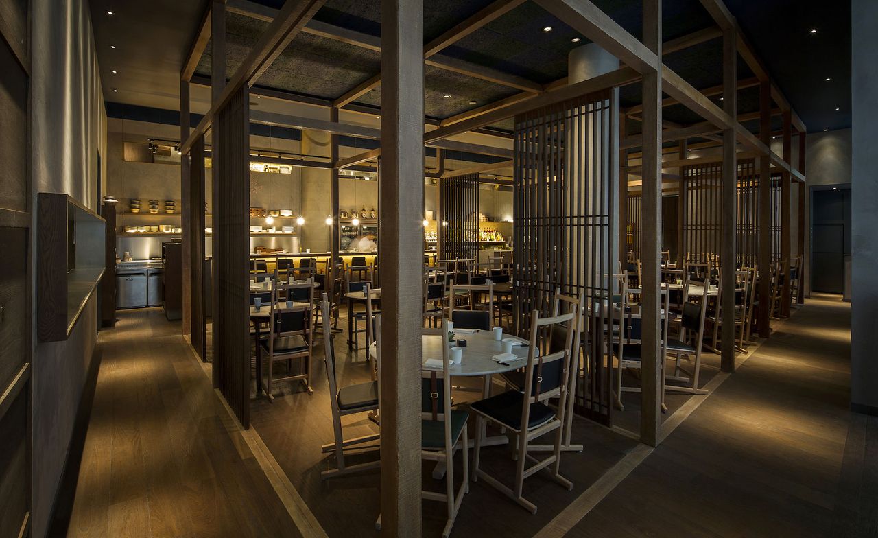 Table with chairs and wooden flooring