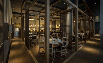 Table with chairs and wooden flooring