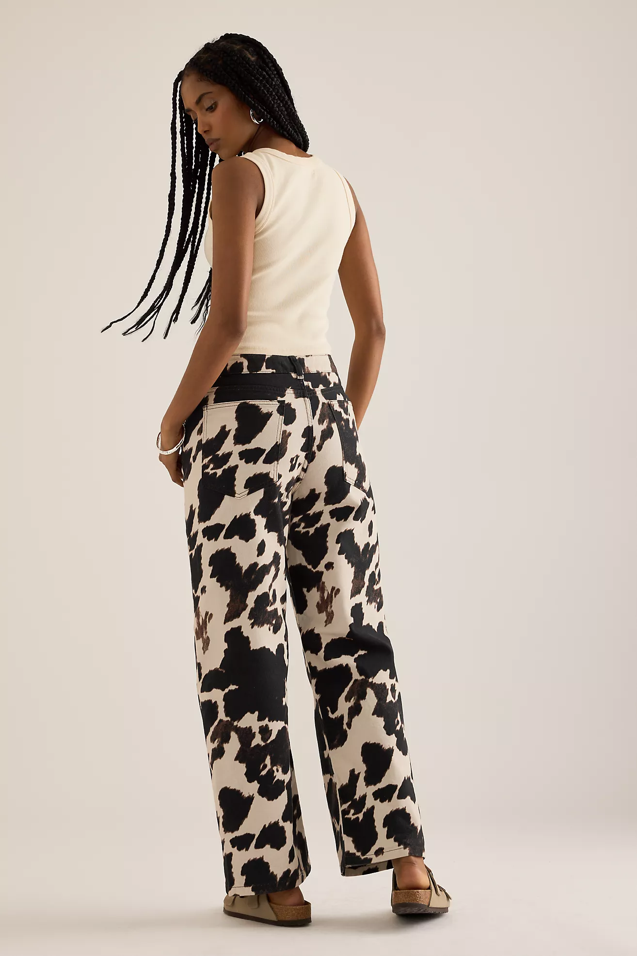 By Anthropologie Cow Print Straight-Leg Jeans