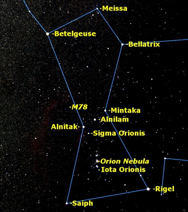 orion nebula map