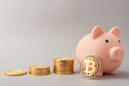 piggy bank with crypto