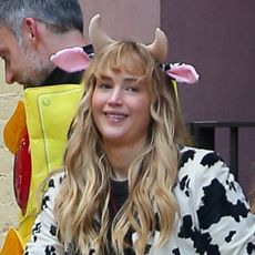 Jennifer Lawrence dressed as a cow