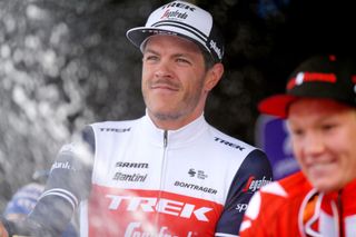 NINOVE BELGIUM FEBRUARY 29 Podium Jasper Stuyven of Belgium and Team Trek Segafredo Celebration Champagne during the 75th Omloop Het Nieuwsblad 2020 Men Race a 200km race from Ghent to Ninove OmloopHNB OHN20 on February 29 2020 in Ninove Belgium Photo by Luc ClaessenGetty Images