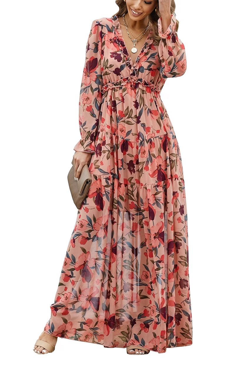 DOKOTOO, Red Floral Maxi Dress