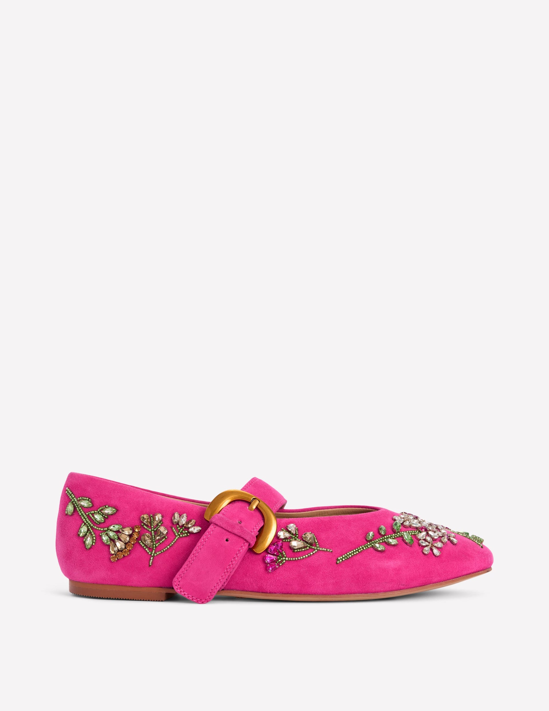 Kylie Flat Buckle Mary Janes-Embellished Pink