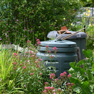 Compost bin in garden