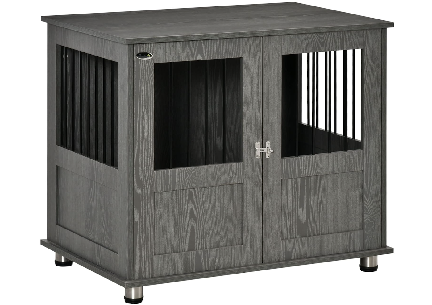Pawhut puppy dog crate in grey wood
