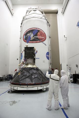 DSCOVR Prepared for Launch by Workers