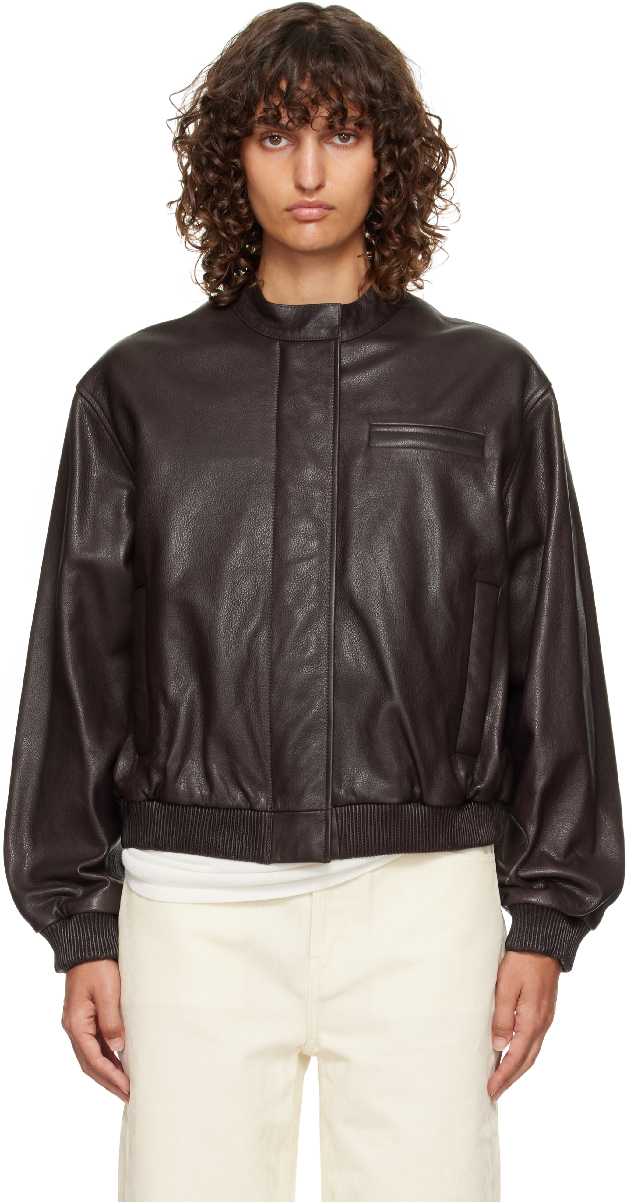 Brown Marlow Leather Bomber Jacket