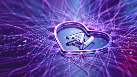 Purple heart containing the letters AI 
