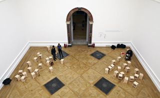 Birdseye view of museum room