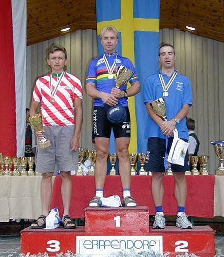 On the podium in 2001
