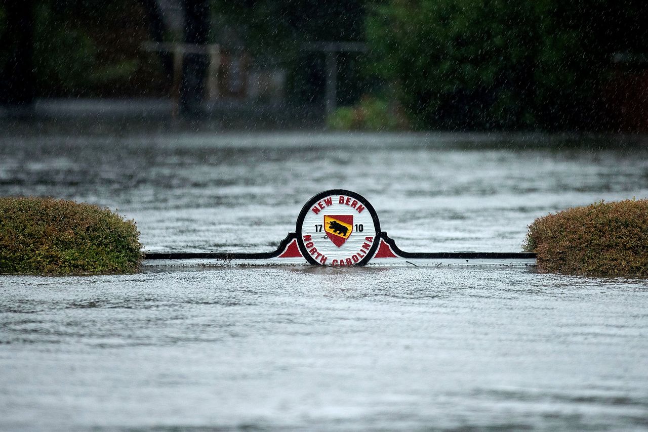 A submerged sign.