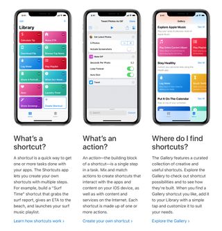 Screenshot of examples from Apple Shortcuts User Guide