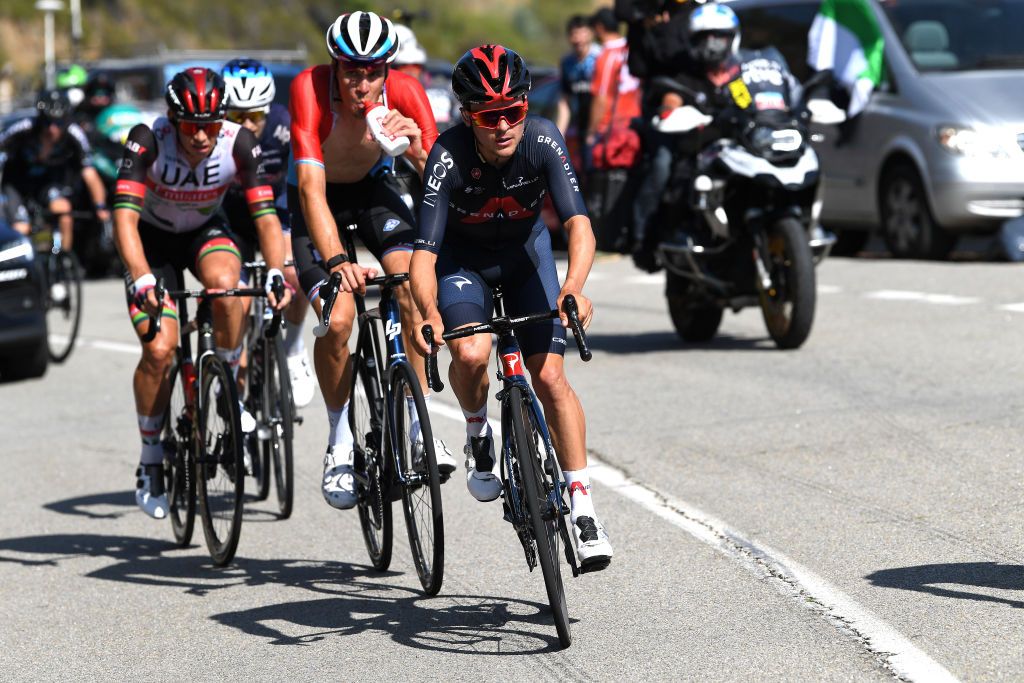 PICO VILLUERCAS SPAIN AUGUST 28 Thomas Pidcock of United Kingdom and Team INEOS Grenadiers competes in the breakaway during the 76th Tour of Spain 2021 Stage 14 a 1657km stage from Don Benito to Pico Villuercas 1580m lavuelta LaVuelta21 on August 28 2021 in Pico Villuercas Spain Photo by Tim de WaeleGetty Images