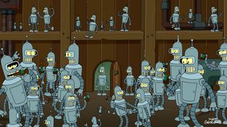 Bender and his duplicates in Futurama episode 