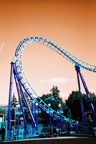 rollercoaster shot on lomochrome turquoise