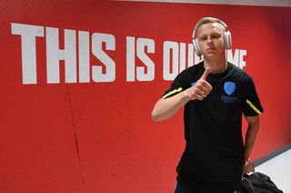Oleksandr Zinchenko of Arsenal arrives at the stadium prior to the Premier League match between Arsenal FC and Manchester United at Emirates Stadium on September 03, 2023 in London, England.