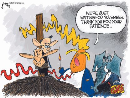 Political cartoon U.S. Trump GOP Jeff Sessions Rod Rosenstein midterm elections fire